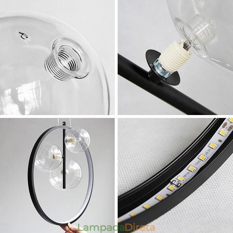 Lustre nórdico de vidro com bolhas em formato de círculo, luminária moderna para sala de estar