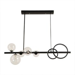 Moderno Vidro Bolha Pendente Luz Preto Longo Suporte Lâmpadas
