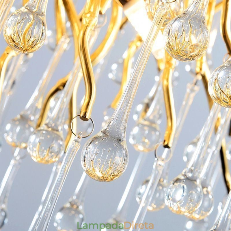 Lustre de cristal nórdico flor redonda abajur luxo dourado pingente luz