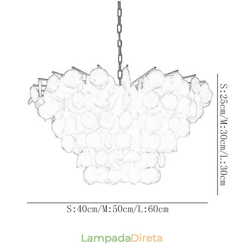 Lustre de concha natural redondo em camadas luz suspensa jantar