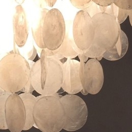 Lustre de concha natural redondo em camadas luz suspensa jantar