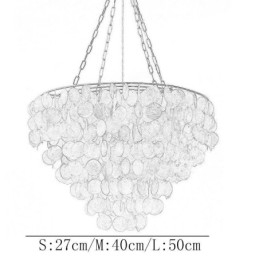 Lustre de concha natural redondo em camadas pendurado marrom claro preto