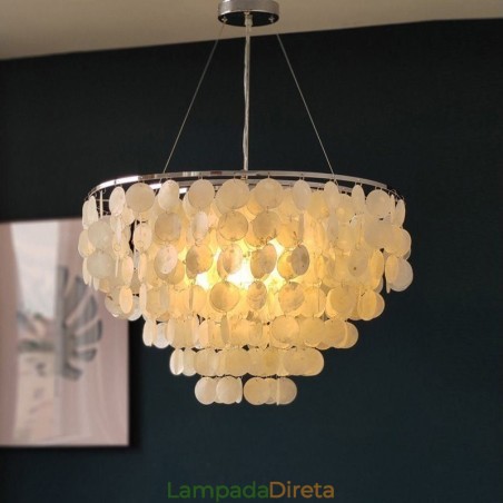 Capiz Shell Pendant Light Natural Pendurado Redondo Camadas Lustre Capiz Shell Pendant Light Natural Pendurado Redondo Camadas Lustre