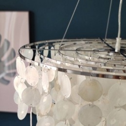 Capiz Shell Pendant Light Natural Pendurado Redondo Camadas Lustre