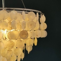 Capiz Shell Pendant Light Natural Pendurado Redondo Camadas Lustre