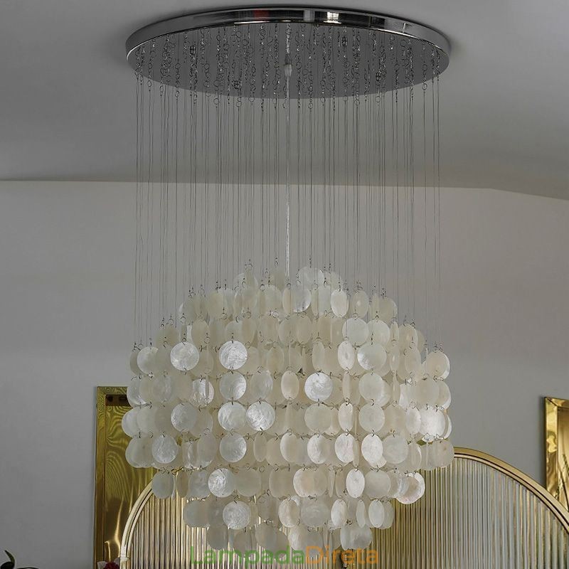 Luminária pendente moderna de concha, iluminação de teto suspensa contemporânea, sala de jantar