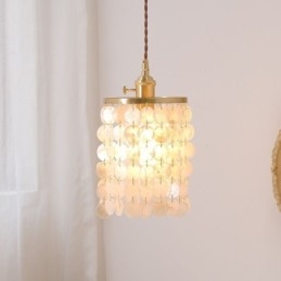 Lustre clássico moderno branco concha sombra pingente iluminação lâmpada teto