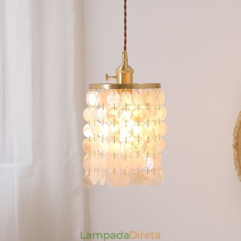 Lustre clássico moderno branco concha sombra pingente iluminação lâmpada teto