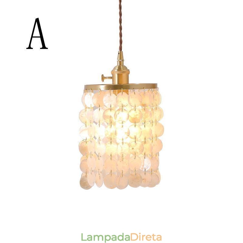 Lustre clássico moderno branco concha sombra pingente iluminação lâmpada teto