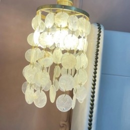 Lustre clássico moderno branco concha sombra pingente iluminação lâmpada teto