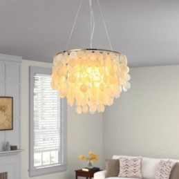 Luminária pendente de teto moderna em concha branca Lustre