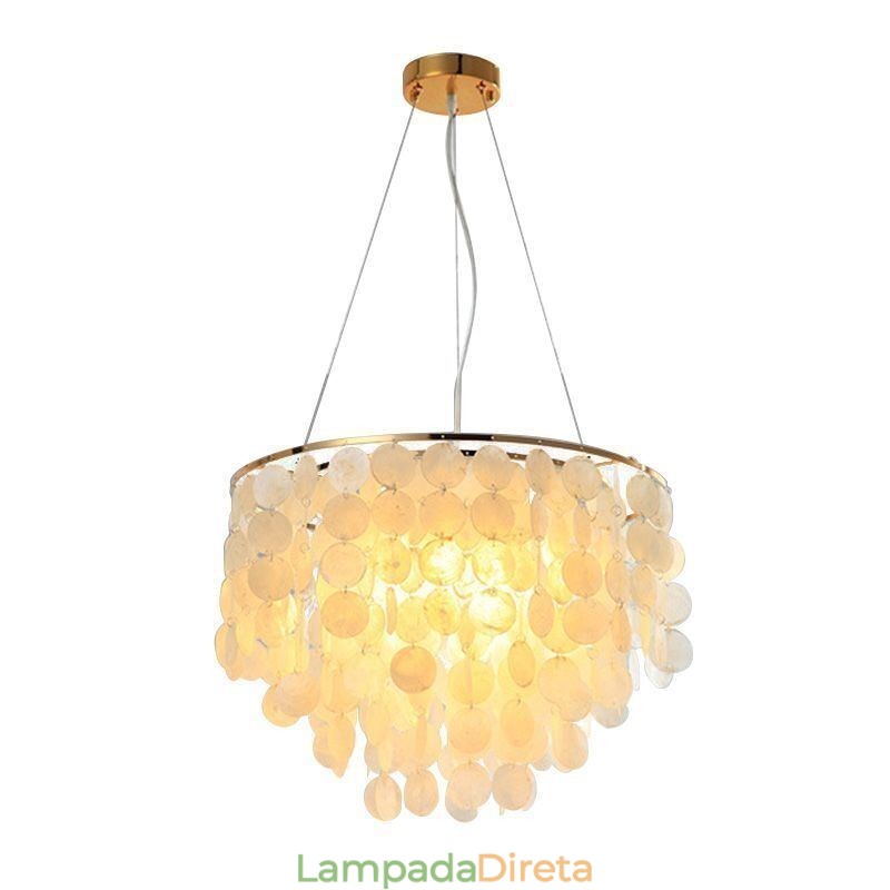 Luminária pendente de teto moderna em concha branca Lustre