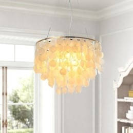 Luminária pendente de teto moderna em concha branca Lustre