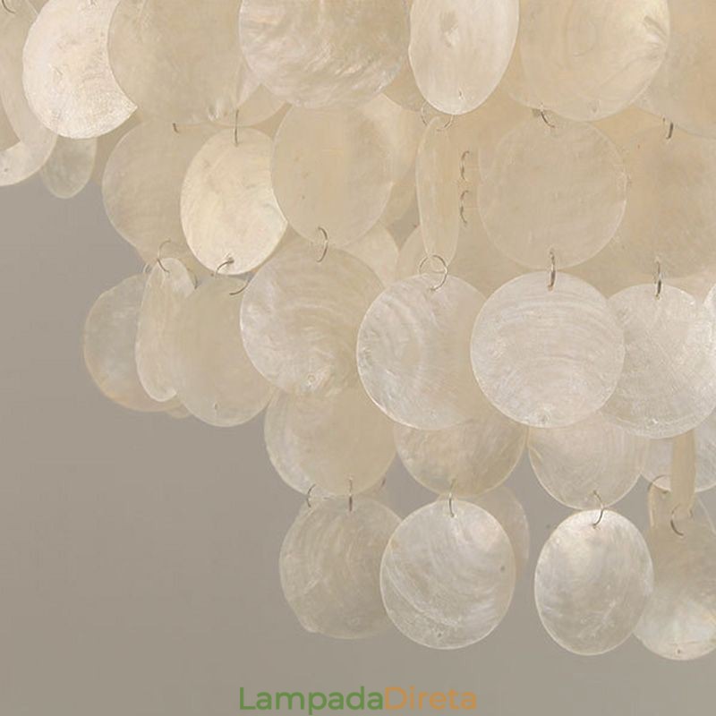 Luminária pendente de teto moderna em concha branca Lustre