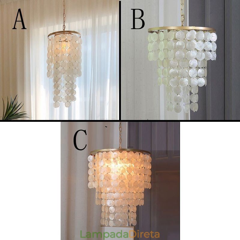 Iluminação de teto suspensa de concha contemporânea