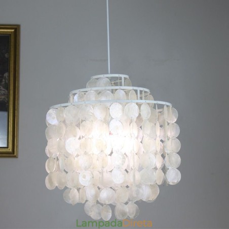 Luminária pendente moderna clássica, abajur de concha branca Luminária pendente moderna clássica, abajur de concha branca