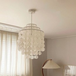 Luminária pendente moderna clássica, abajur de concha branca
