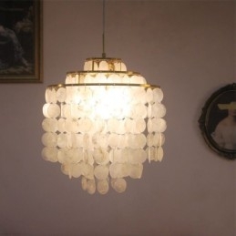 Luminária pendente moderna clássica, abajur de concha branca