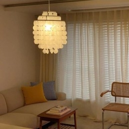 Luminária pendente moderna clássica, abajur de concha branca