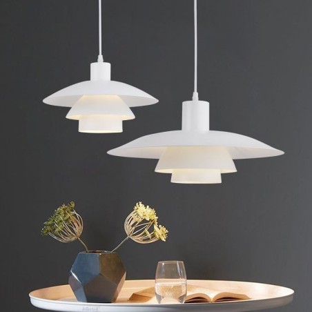 Luminária pendente de alumínio branco, lustre contemporâneo, luminária suspensa ajustável Luminária pendente de alumínio branco, lustre contemporâneo, luminária suspensa ajustável