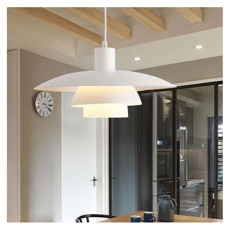 Luminária pendente de alumínio branco, lustre contemporâneo, luminária suspensa ajustável