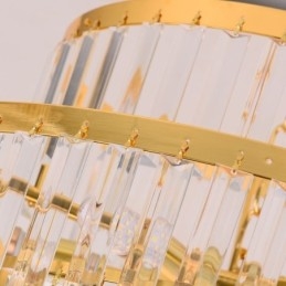 Luminária pendente de cristal dourado 5 níveis iluminação de teto 7 luzes