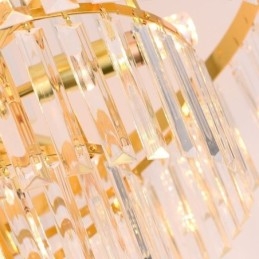 Luminária pendente de cristal dourado 5 níveis iluminação de teto 7 luzes