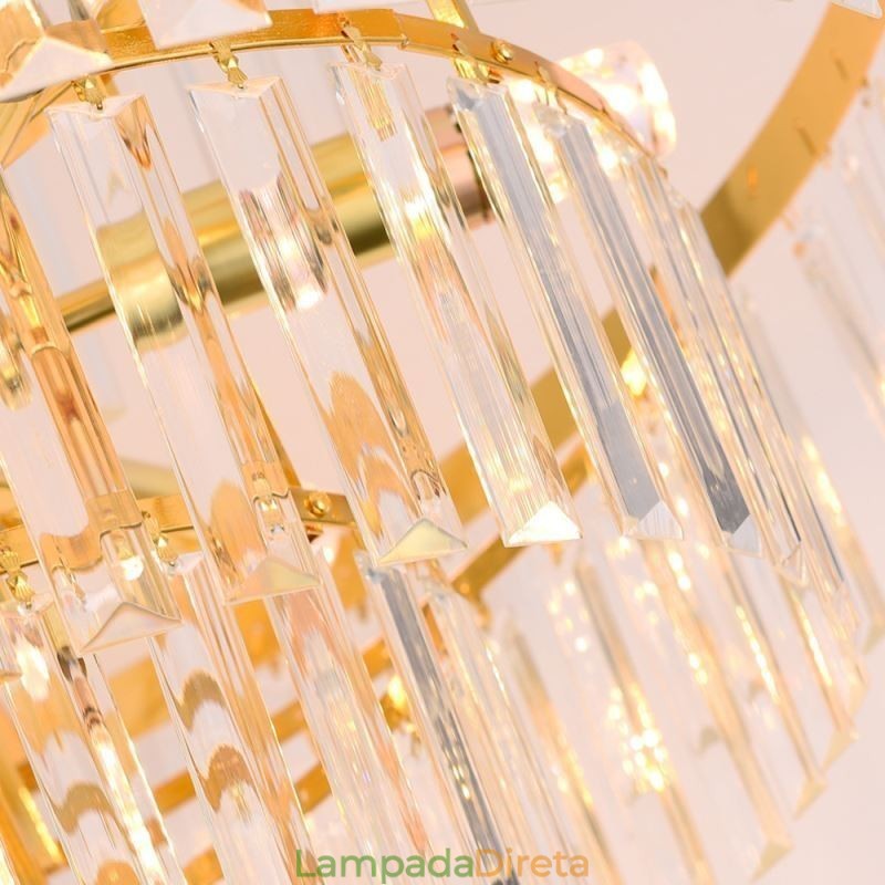 Luminária pendente de cristal dourado 5 níveis iluminação de teto 7 luzes