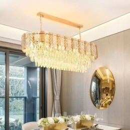 Luminária pendente de cristal moderna Luminária pendente oval de luxo