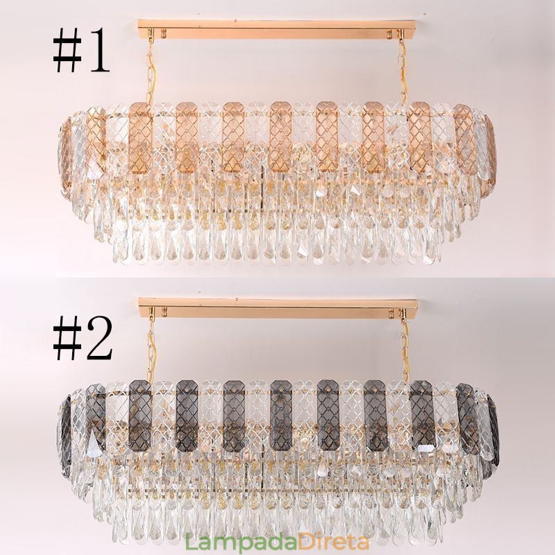 Luminária pendente de cristal moderna Luminária pendente oval de luxo