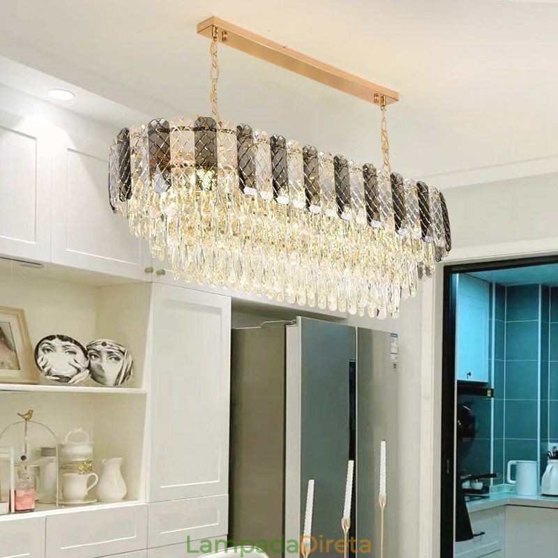 Luminária pendente de cristal moderna Luminária pendente oval de luxo