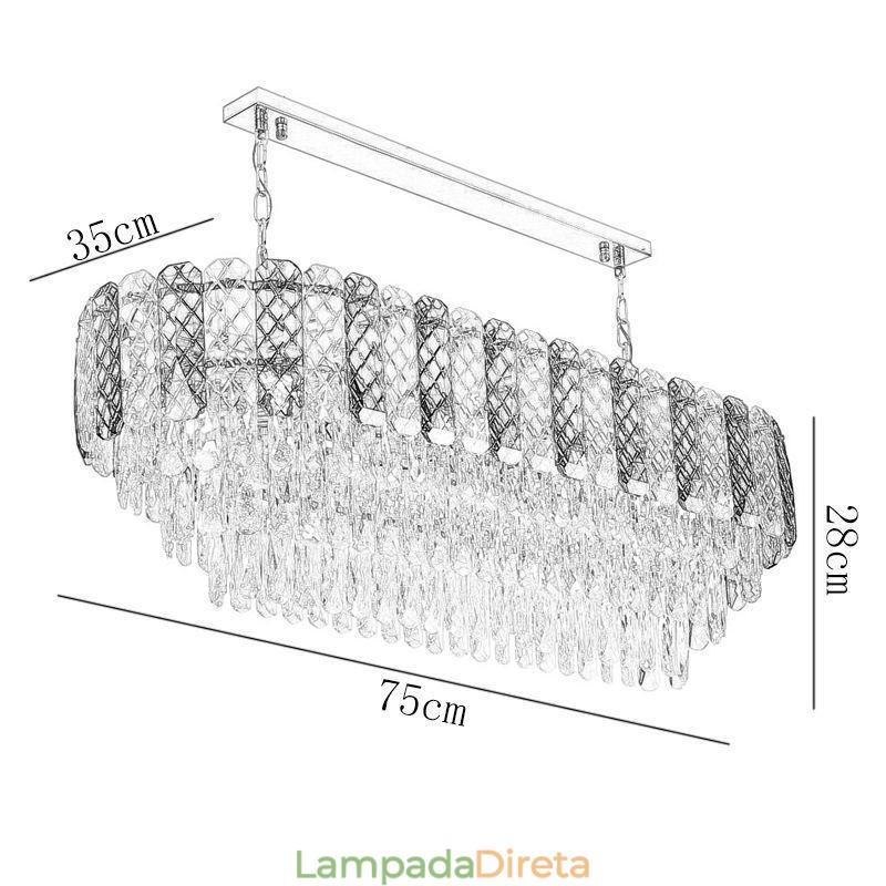 Luminária pendente de cristal moderna Luminária pendente oval de luxo