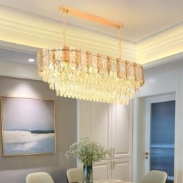 Luminária pendente de cristal moderna Luminária pendente oval de luxo