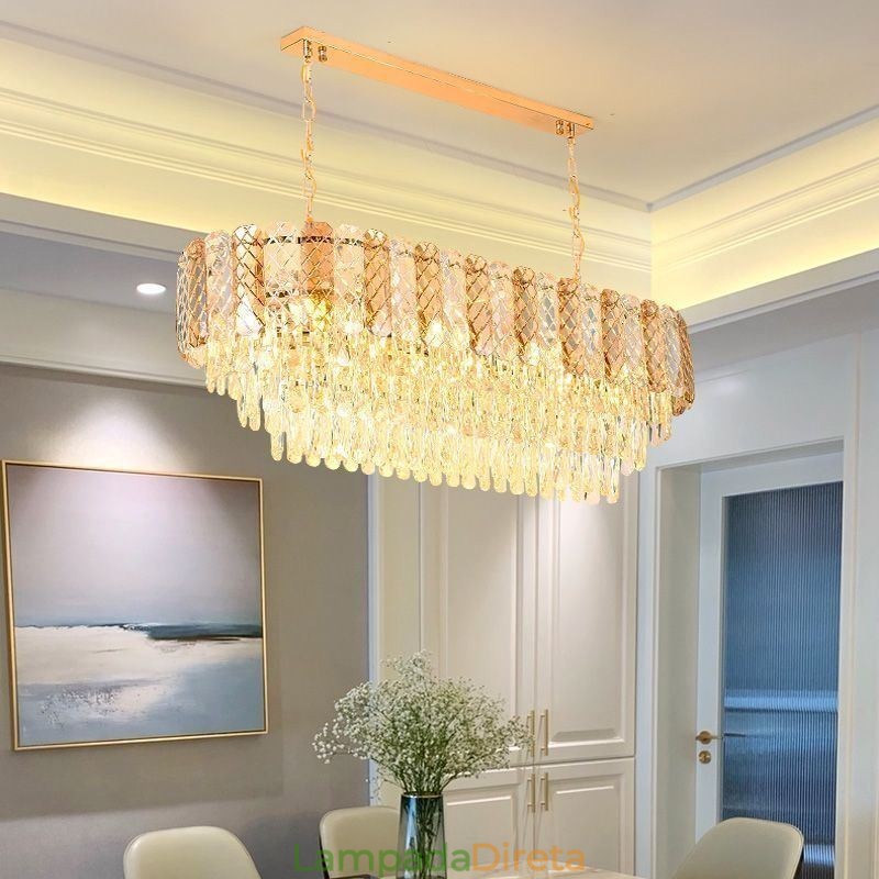 Luminária pendente de cristal moderna Luminária pendente oval de luxo