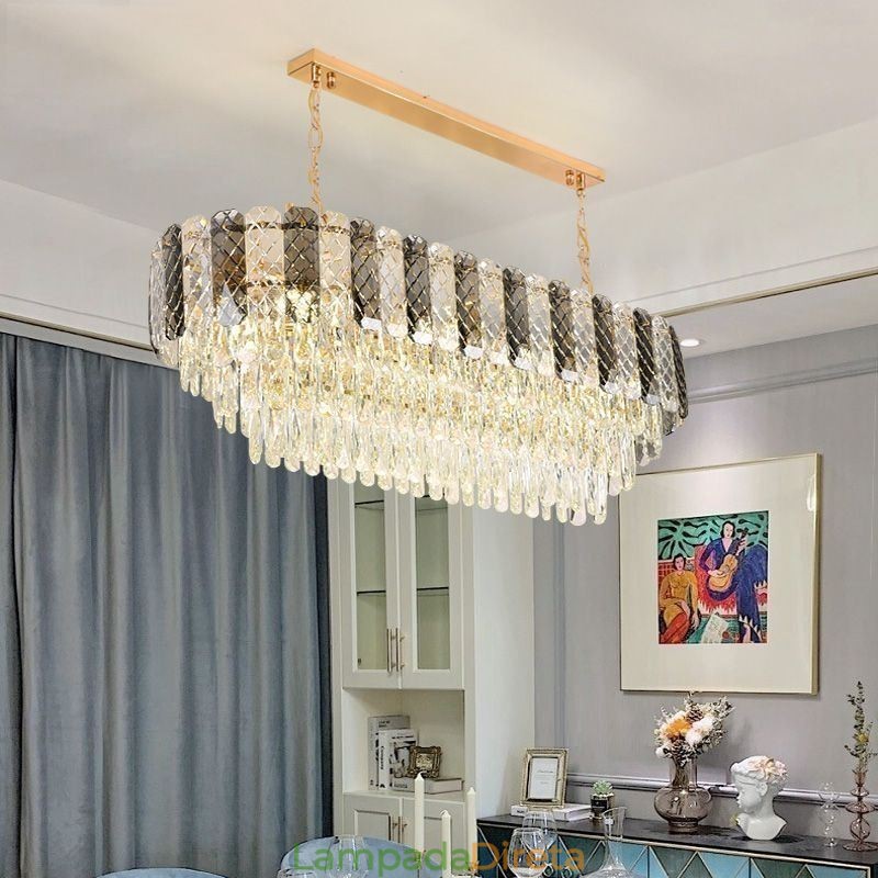 Luminária pendente de cristal moderna Luminária pendente oval de luxo