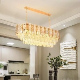 Luminária pendente de cristal moderna Luminária pendente oval de luxo