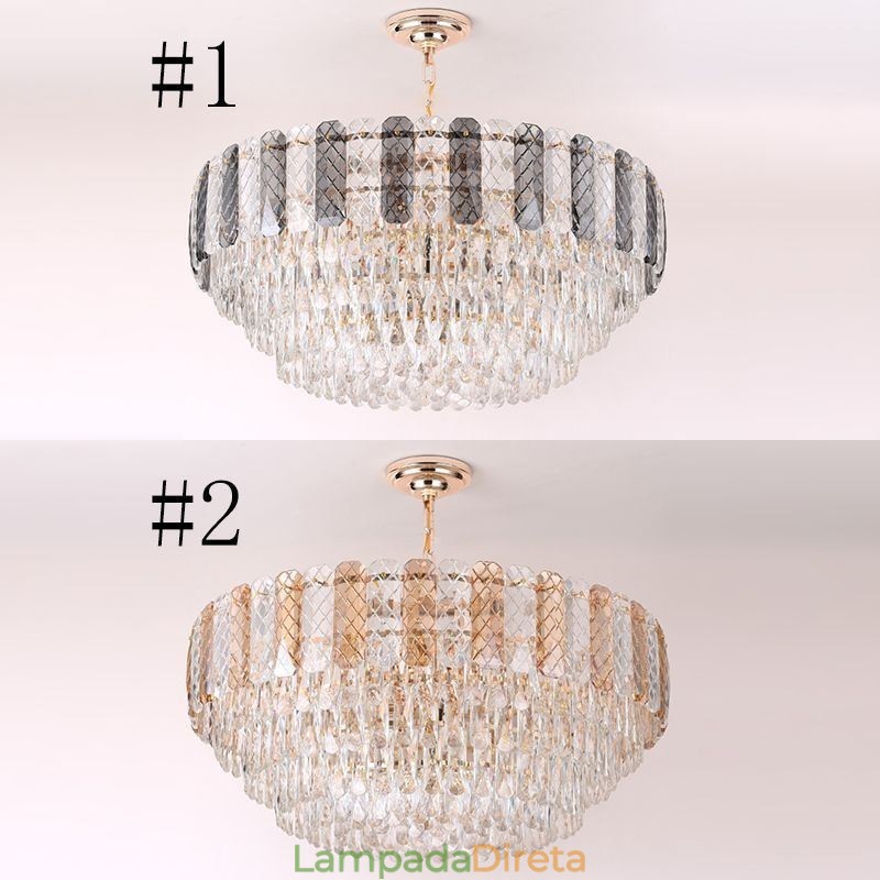 Luminária pendente europeia de luxo, luminária de teto de cristal