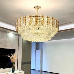 Luminária pendente europeia de luxo, luminária de teto de cristal