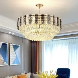 Luminária pendente europeia de luxo, luminária de teto de cristal
