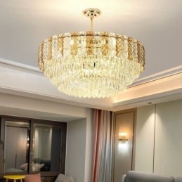 Luminária pendente europeia de luxo, luminária de teto de cristal