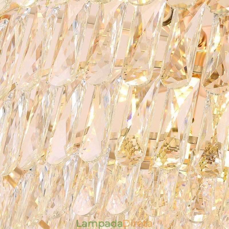Luminária pendente europeia de luxo, luminária de teto de cristal