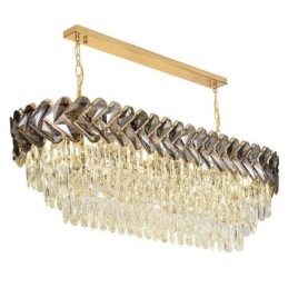 Luminária pendente de cristal europeia, luminária de teto oval de luxo