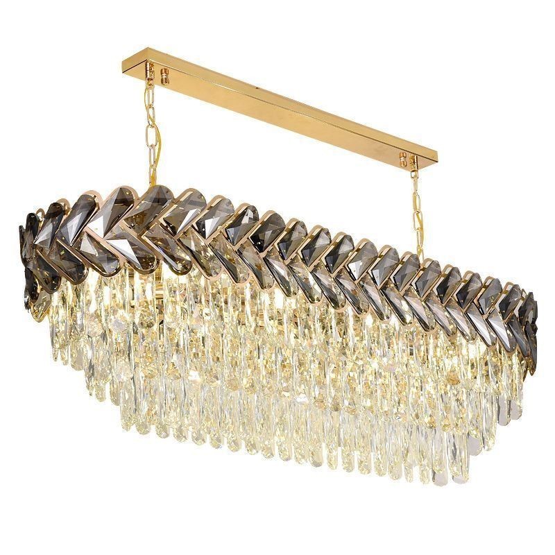 Luminária pendente de cristal europeia, luminária de teto oval de luxo