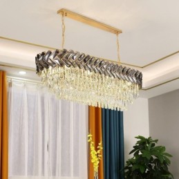 Luminária pendente de cristal europeia, luminária de teto oval de luxo