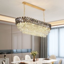 Luminária pendente de cristal europeia, luminária de teto oval de luxo