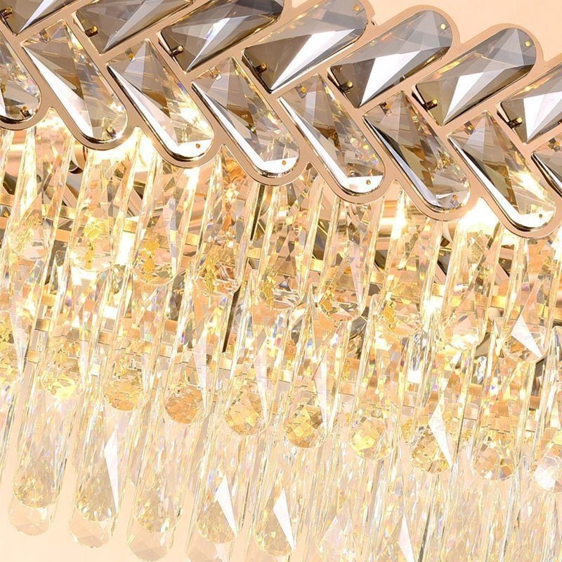 Luminária pendente de cristal europeia, luminária de teto oval de luxo