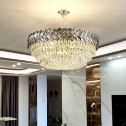 Luminária pendente de cristal dourada para teto