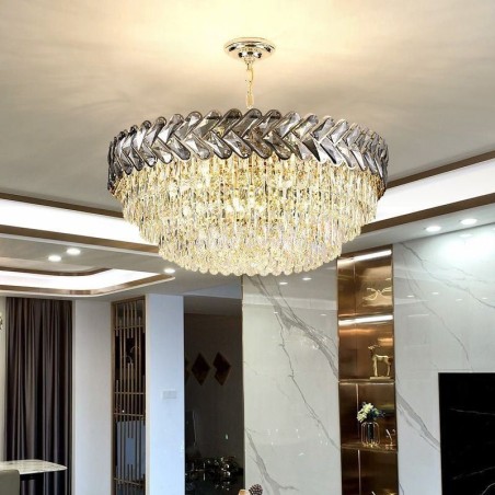 Luminária pendente de cristal dourada para teto Luminária pendente de cristal dourada para teto