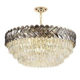 Luminária pendente de cristal dourada para teto