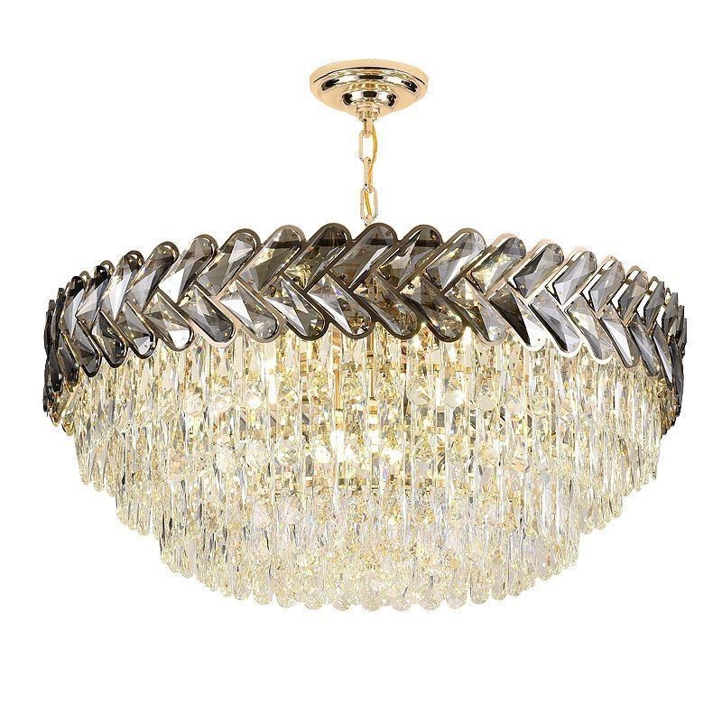 Luminária pendente de cristal dourada para teto